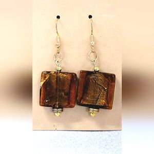 Handcrafted Chunky Brown lamp work glass earrings